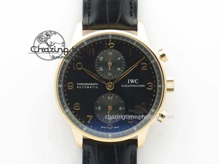 MIROTIME 0408 Portuguese Chrono RG IW371415 ZF 1:1 Best Edition Black Dial On Black Leather Strap A79350 (Slim Movement) FashionForward 7264